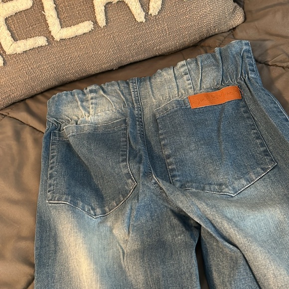 Judith March Denim Jeans S Flare Bell Bottom Leather Lace Up High Rise Boho 70’s - Picture 12 of 13